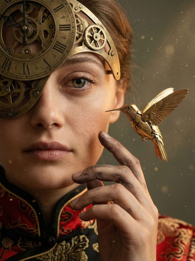 Game Asset - Mechanical Melancholy Macro Portrait Prompt — output