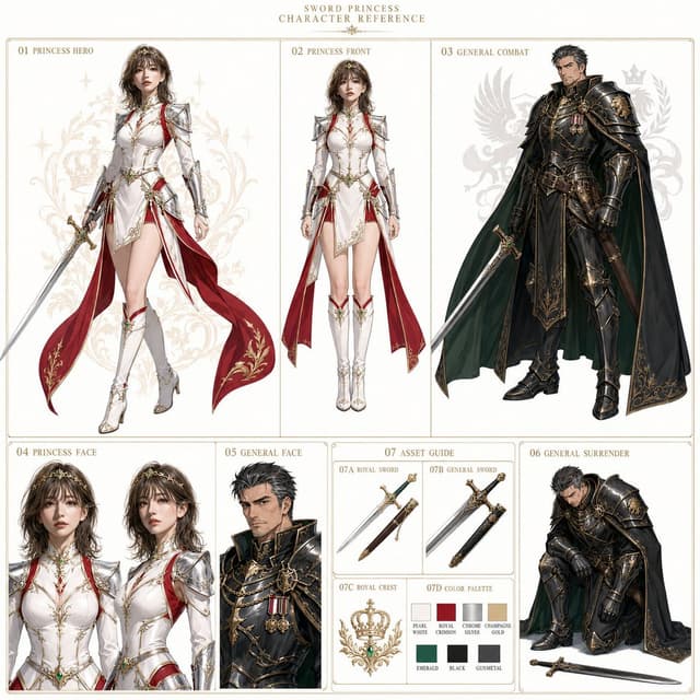 Comic / Storyboard - Sword Princess Character Reference Sheet — output