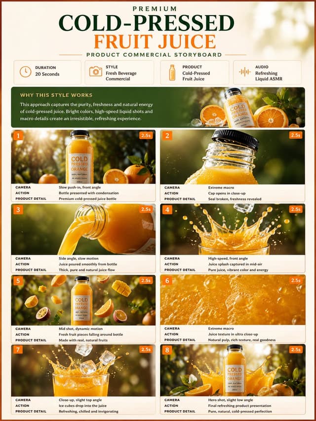 Comic / Storyboard - Fruit Juice Commercial Storyboard — output