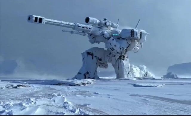Cinematic Mecha Sniper in Arctic Tundra — cover