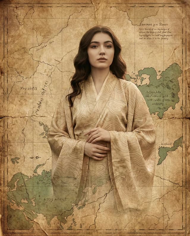 Surreal Fine-Art Portrait Emerging from Ancient Map — output