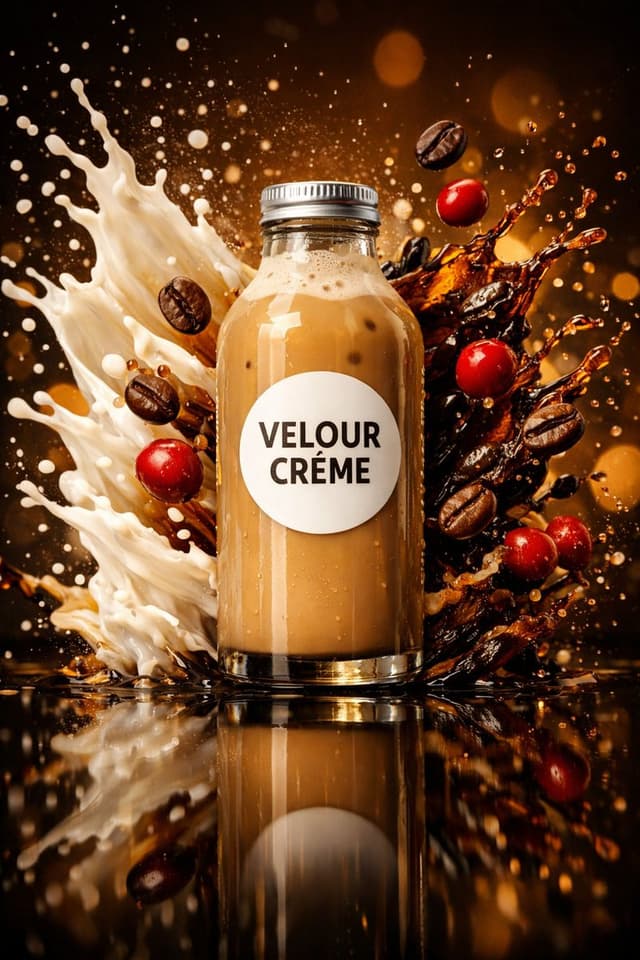 E-commerce Main Image - High-Speed Commercial Food Photography Prompt for Latte Bottle — output