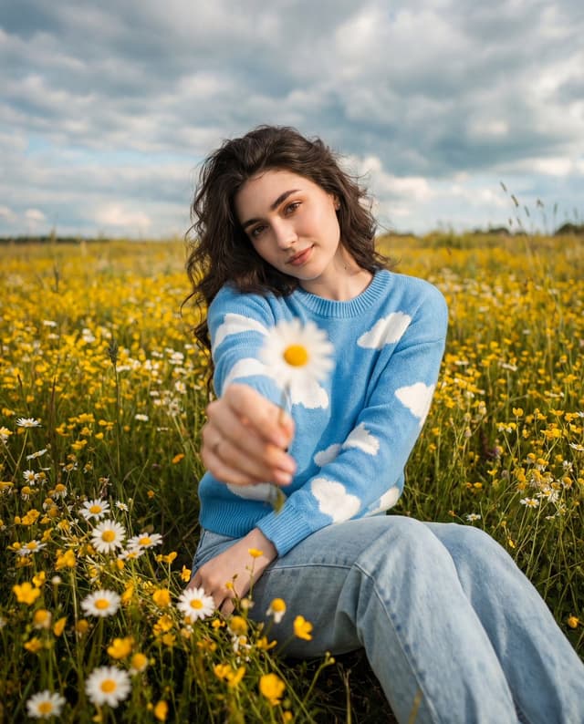 Cinematic Portrait in a Wildflower Field — output
