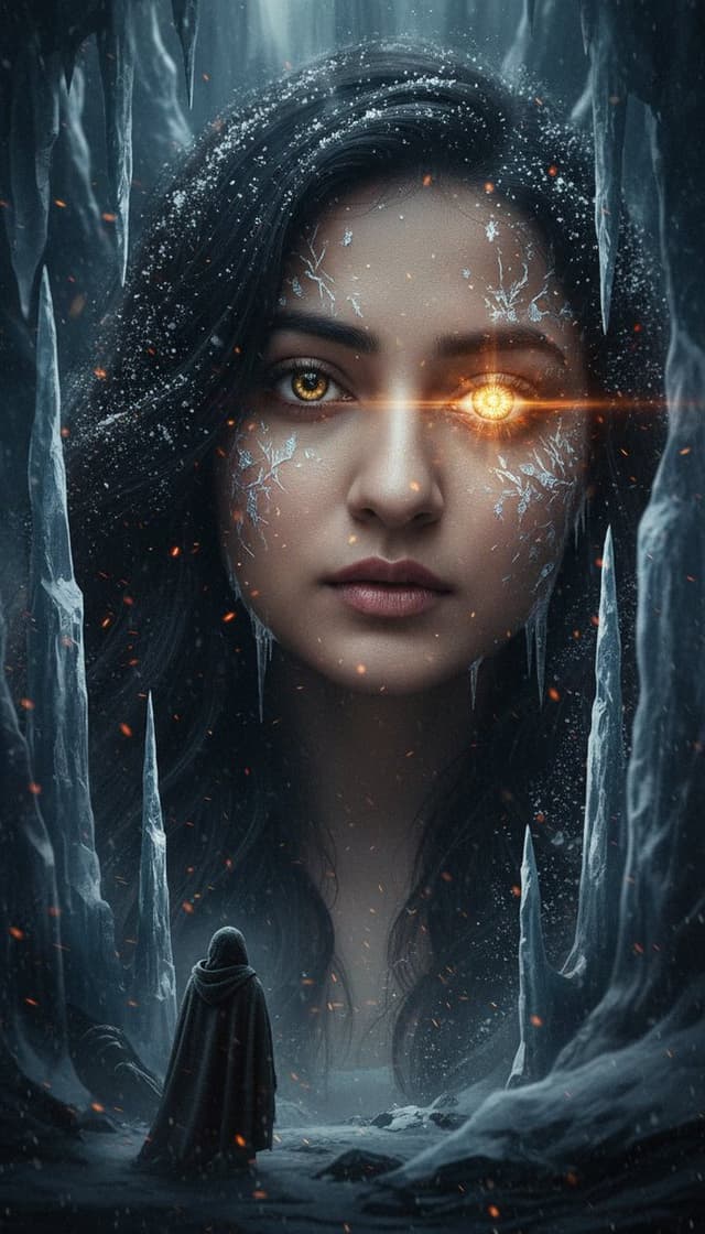 Poster / Flyer - Surreal Cinematic Fantasy Portrait with Fire and Ice — output