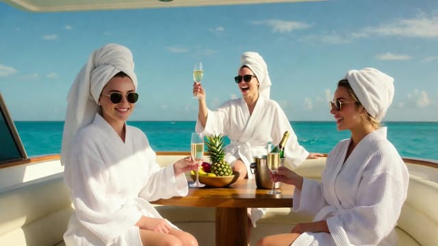 Luxury Spa Day on a Yacht Group Portrait Prompt — output