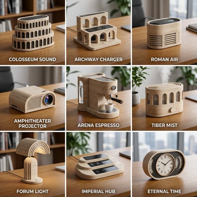 E-commerce Main Image - Landmark to Desk Gadget Transformation Prompt — output