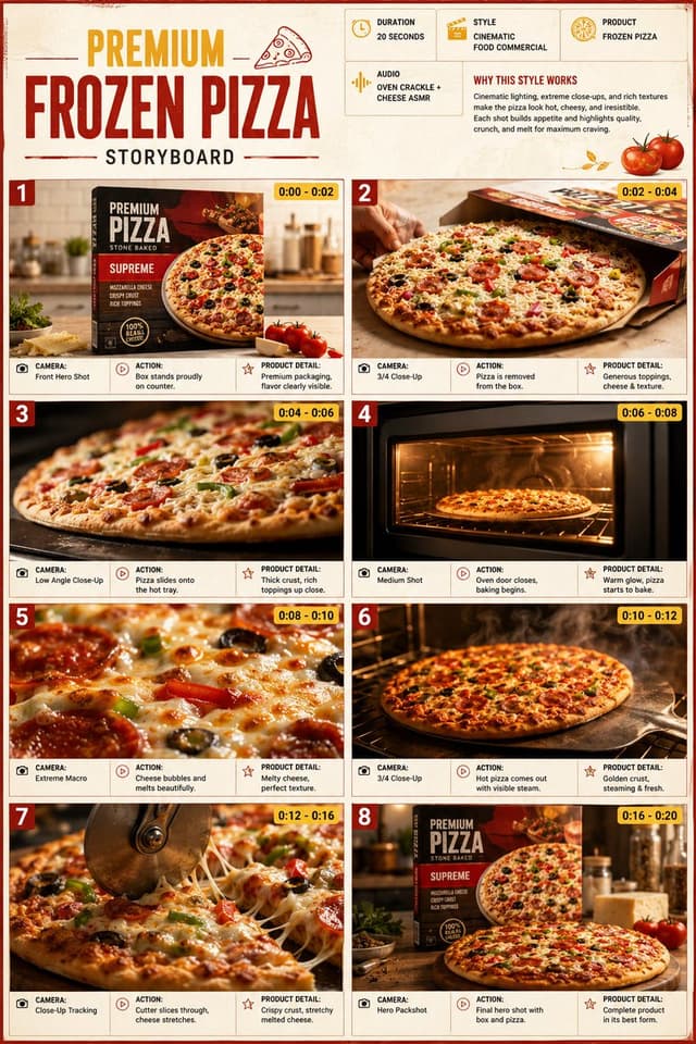Comic / Storyboard - Frozen Pizza Commercial Storyboard — output