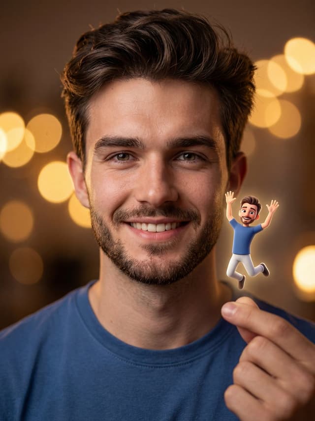 Ultra-realistic Portrait with Miniature Cartoon Self — output
