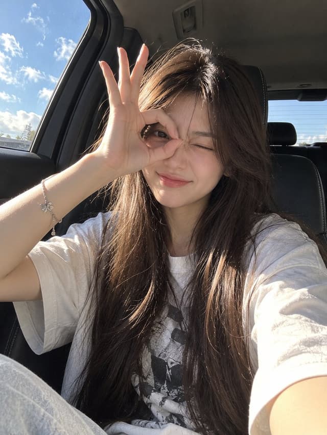 Social Media Post - Candid car selfie in sunlight — output