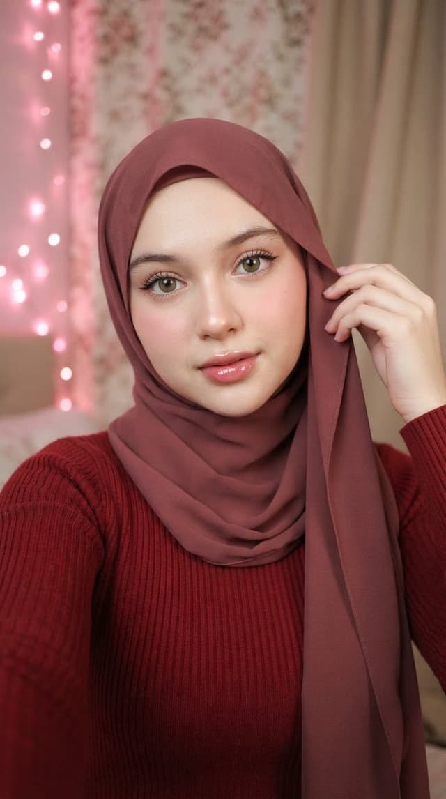 Profile / Avatar - Muted Maroon Hijab Selfie — output
