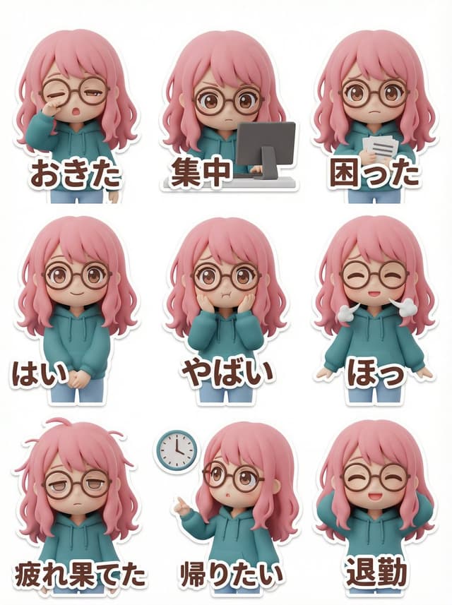 Game Asset - LINE Sticker Generation Prompt (3D Clay Style) — output