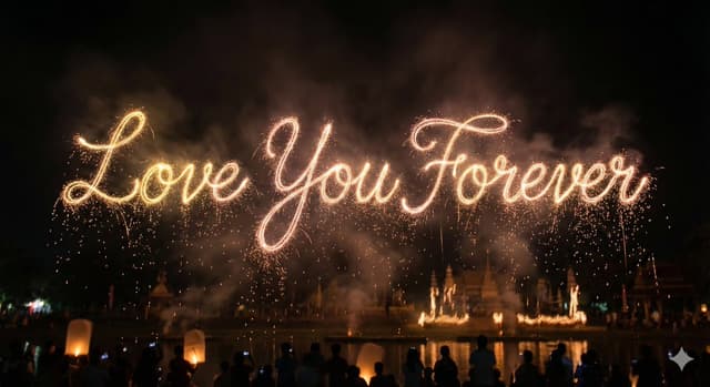 Glowing Text Fireworks — output
