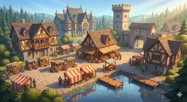 Game Asset - Cinematic Stylized Medieval Market Day — output