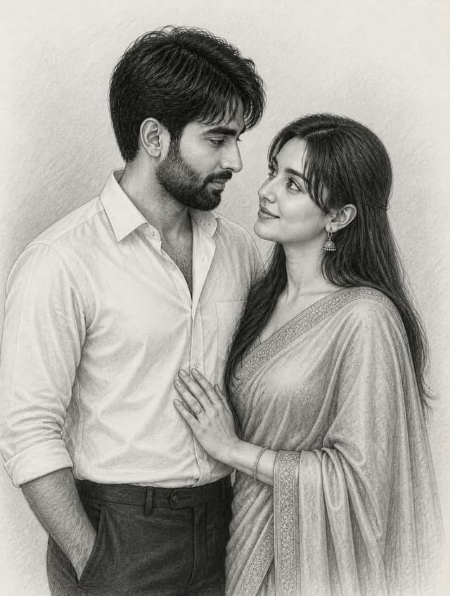 Social Media Post - Romantic Couple Graphite Sketch — output