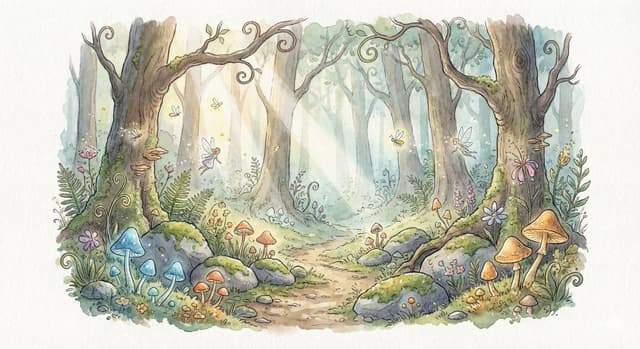 Poster / Flyer - Watercolor Illustration of Enchanted Forest Clearing at Dawn — output