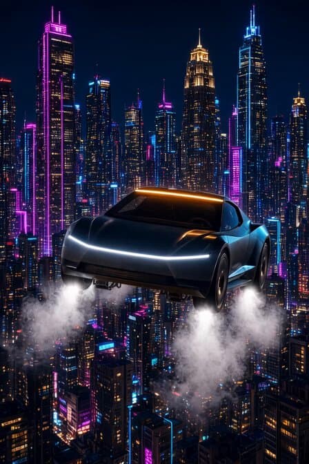 Nighttime Megapolis Car Scene Prompt
