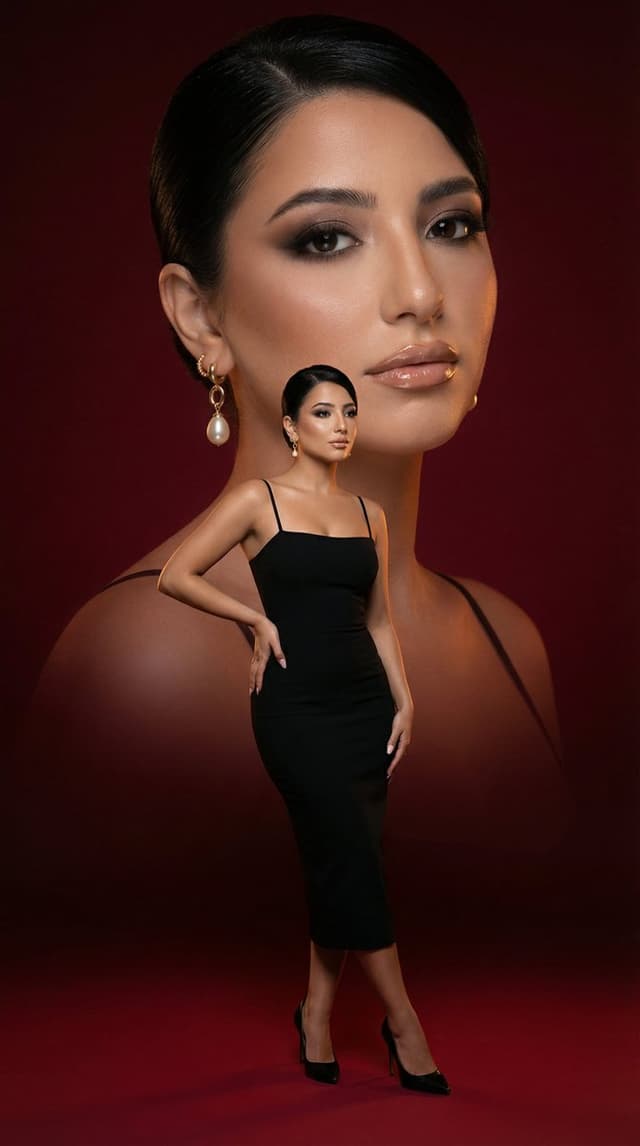 Product Marketing - Editorial Beauty Fashion Poster (Red Dual Composition) — output