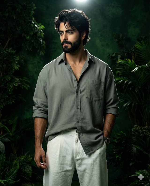Dark Green Cinematic Male Portrait with Identity Lock — output