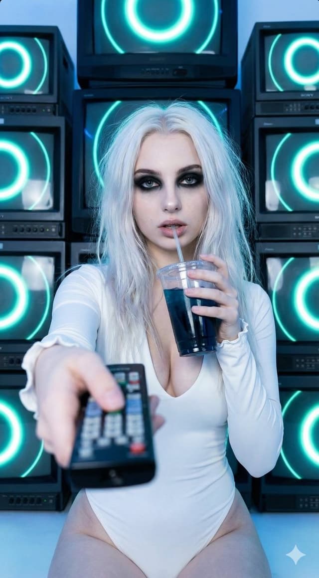 Social Media Post - Y2K Cyber-Goth Portrait with CRT Monitors Prompt — output