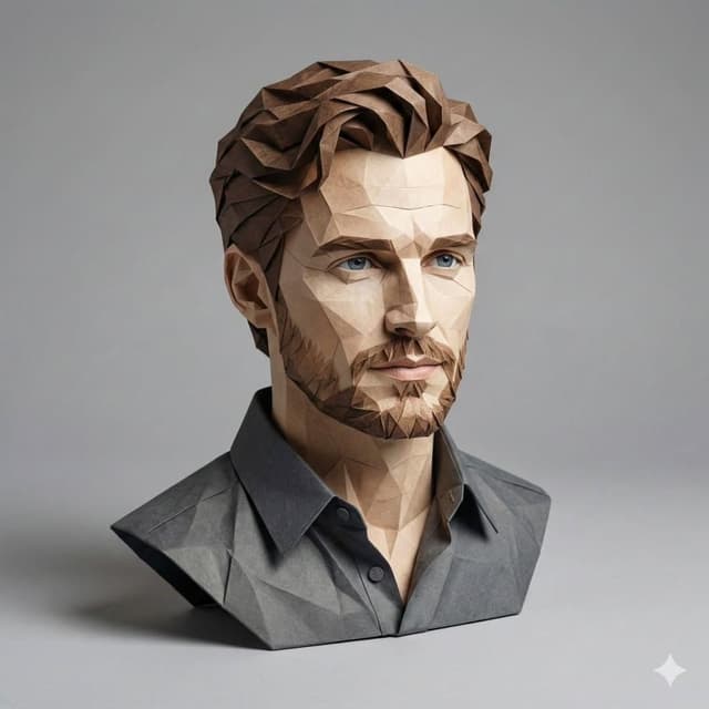 3D Paper-Craft Portrait with Low-Poly Aesthetic — output