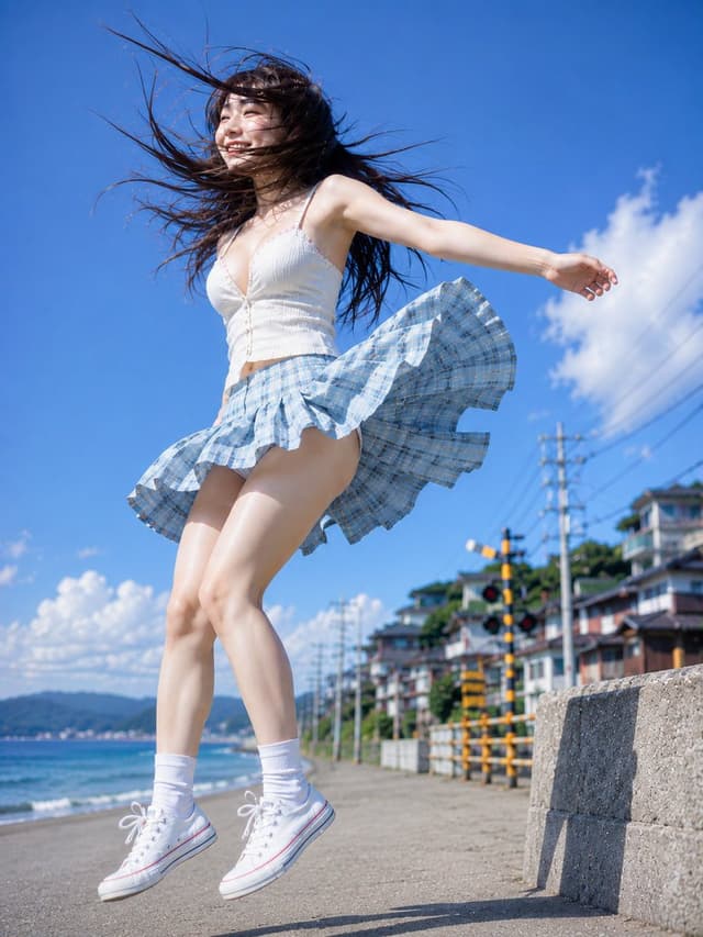 Social Media Post - Summer Seaside Jump Portrait — output