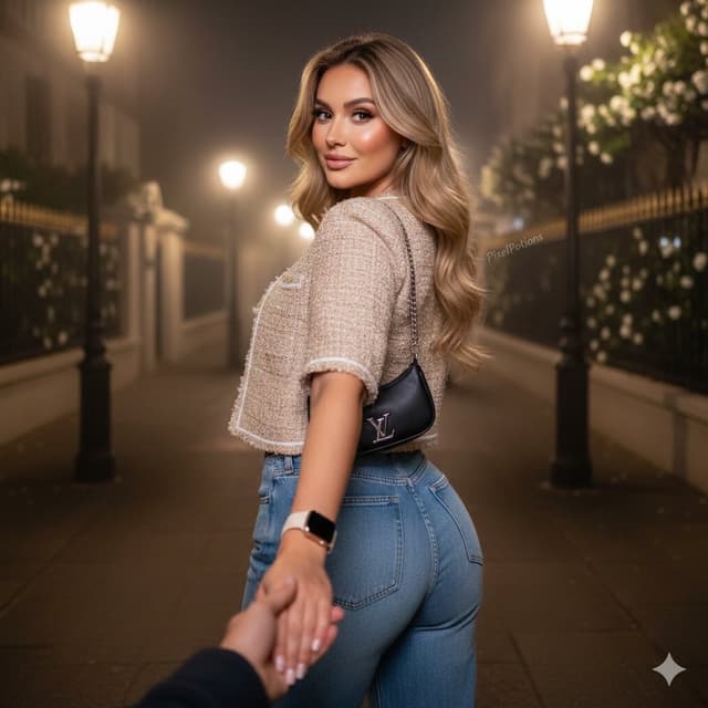 Hyper-realistic Fashion Editorial Portrait: Night Walk — output