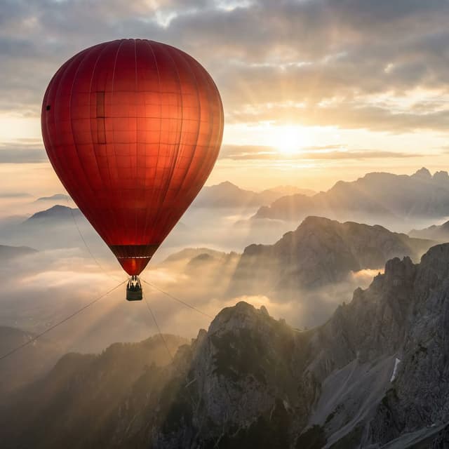 Giant Red Balloon Above Misty Mountains — output