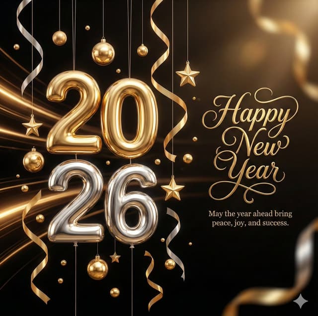 Luxury 3D Metallic New Year Wishes Artwork — output