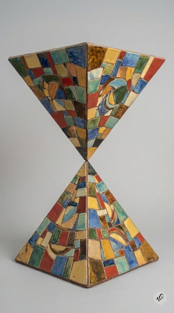 Conceptual Art Prompt: Upside Down Ceramic Pyramid — output