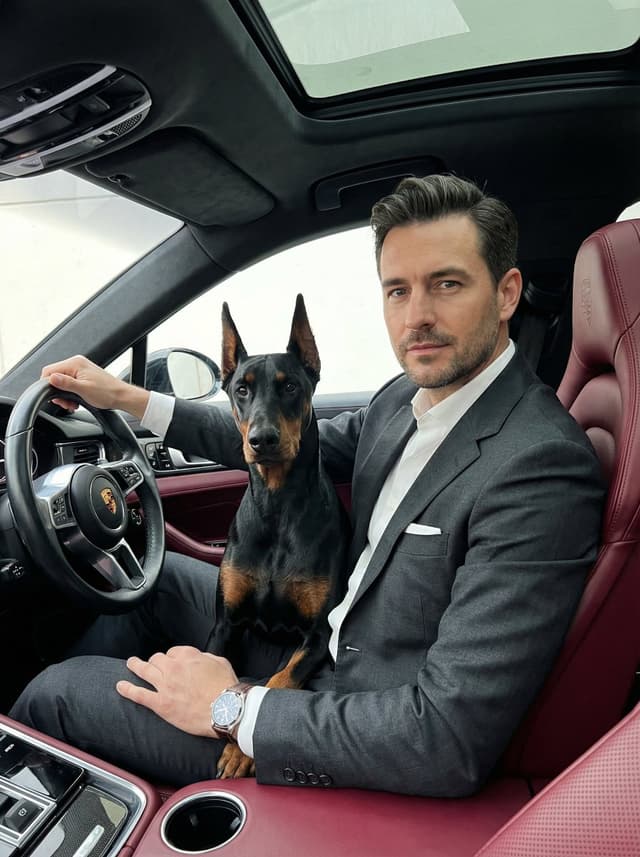 Luxury Car Portrait with Doberman — output