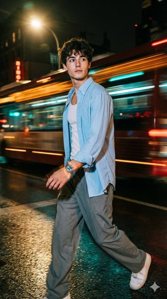 Cinematic Night Street Portrait of Indian Man — output