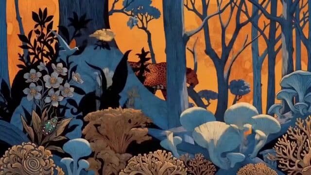 Leopard Prowling Through a Surreal Forest in Henri Rousseau Style — cover