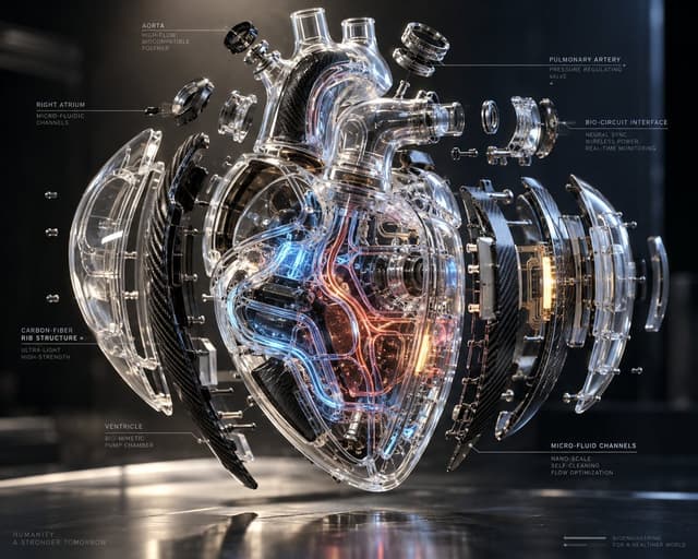 Infographic / Edu Visual - Exploded Transparent Artificial Heart — output