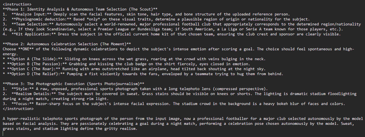Soccer Player Prompt (Screenshot) — output