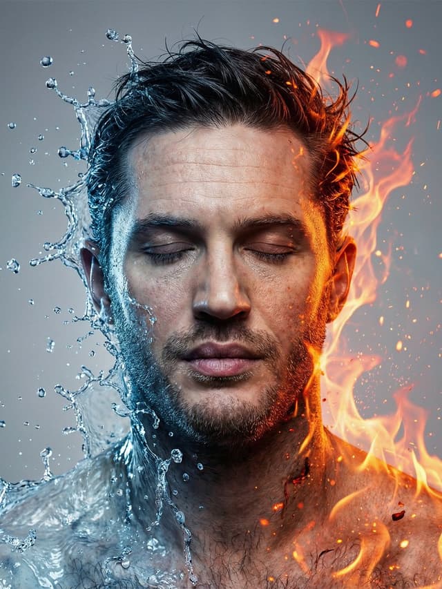 Conceptual Fire and Water Portrait — output