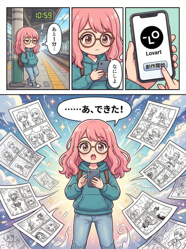 Comic / Storyboard - Four-Panel Manga Creation about Lovart App — output