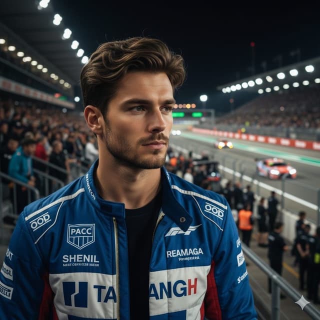 Cinematic Portrait of a Racing Driver at Night — output