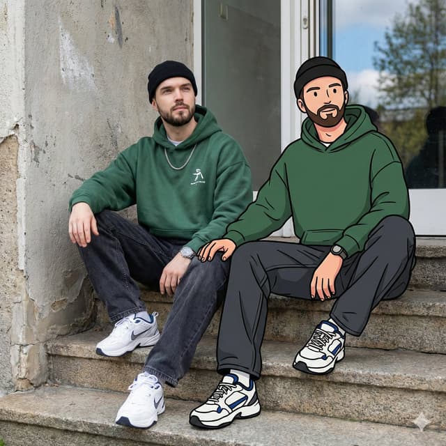 Mixed Reality Street Portrait with Cartoon Twin — output