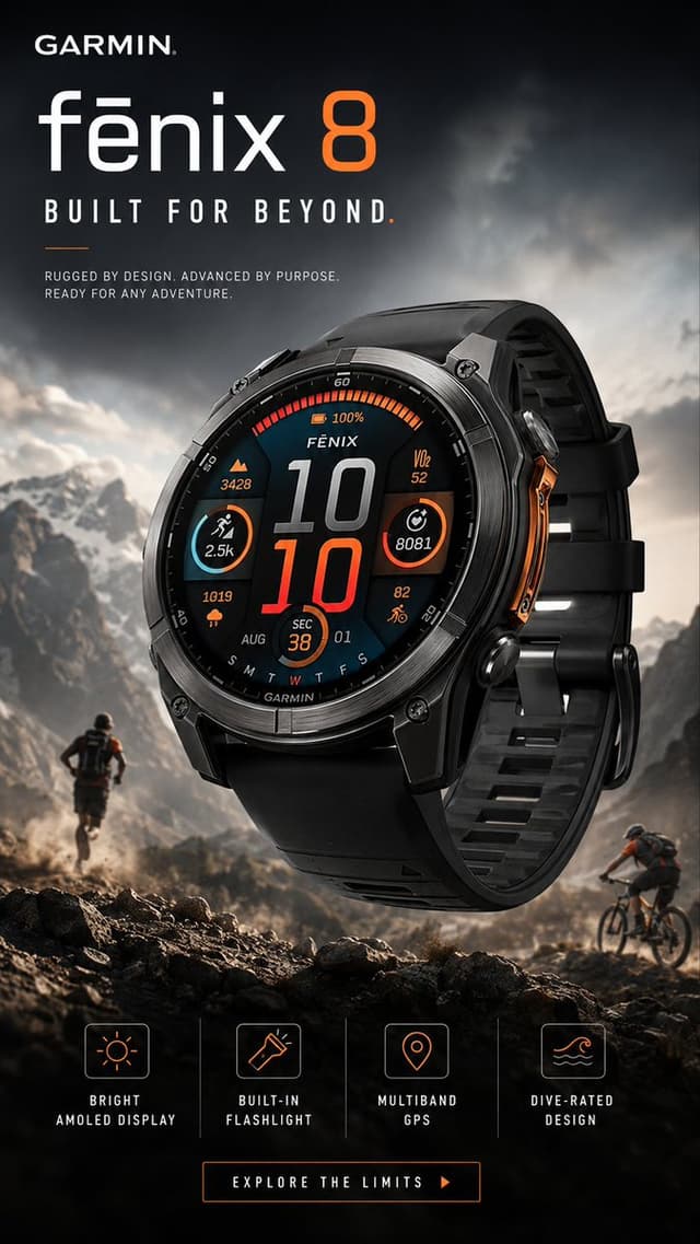 Product Marketing - Garmin fēnix 8 Adventure Poster — output