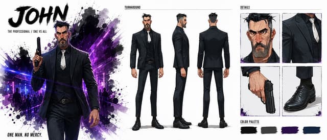 Comic / Storyboard - Noir Assassin Character Sheet — output