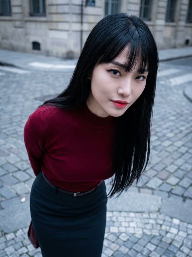 Social Media Post - High-Angle K-Pop Fashion Portrait — output