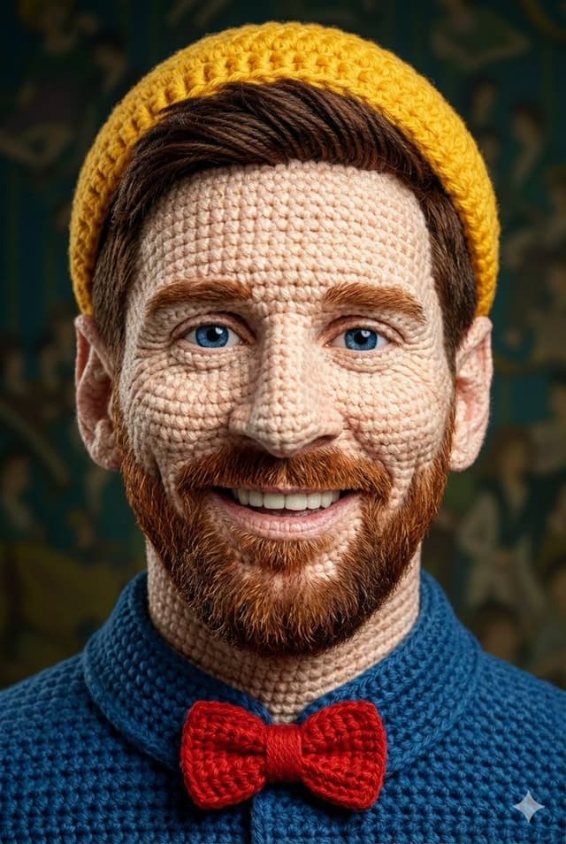 Game Asset - Hyper-Detailed Crocheted Portrait of a Legend — output