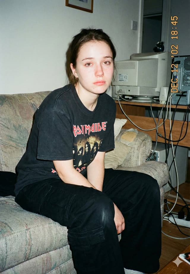 Lo-Fi Candid Portrait with Direct Flash (Early 2000s Aesthetic) — output