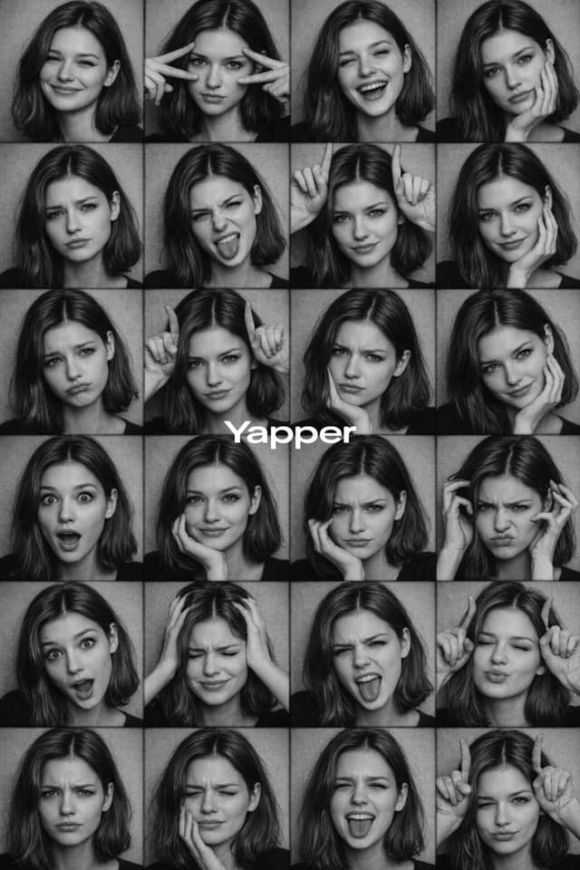 Profile / Avatar - Black and White Photobooth Expression Grid Prompt — output