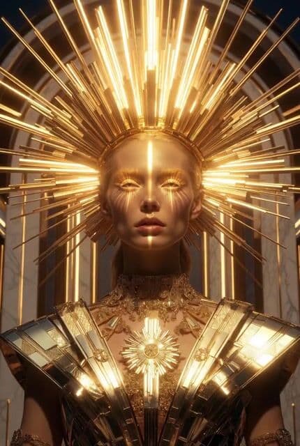 Ultra Detailed Solar Empress Portrait in Art Deco and Rococo Style — cover