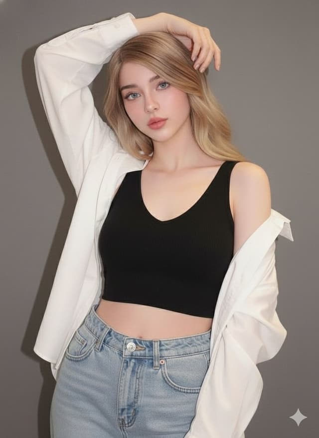 Ultra-realistic studio portrait of a young woman — output