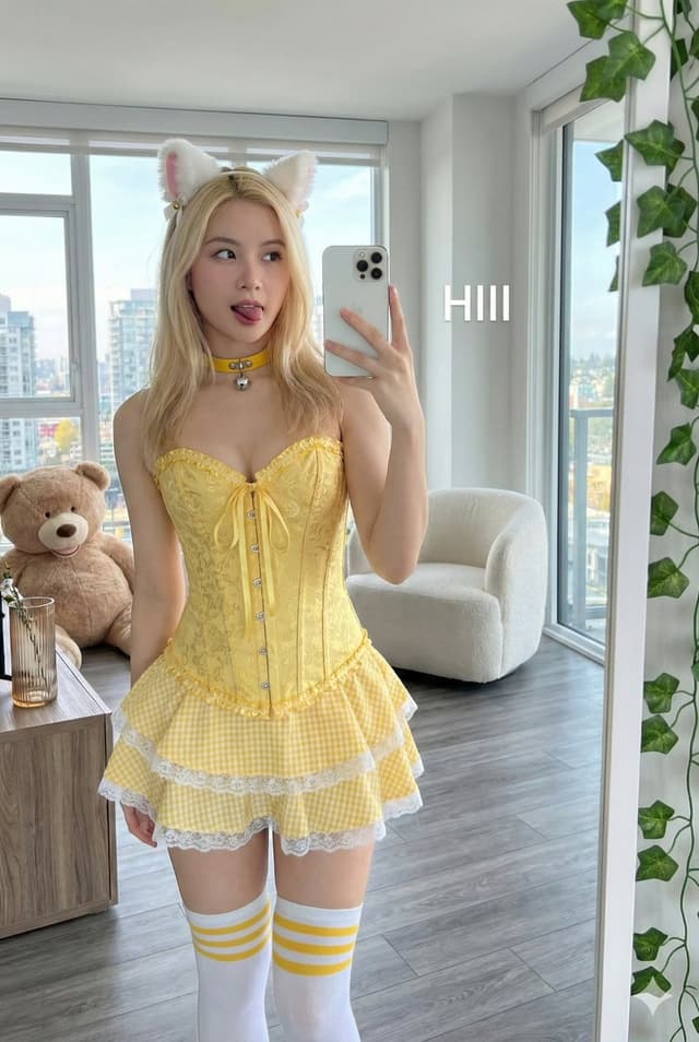 Profile / Avatar - Playful Mirror Selfie Prompt (Cat Ears Headband) — output