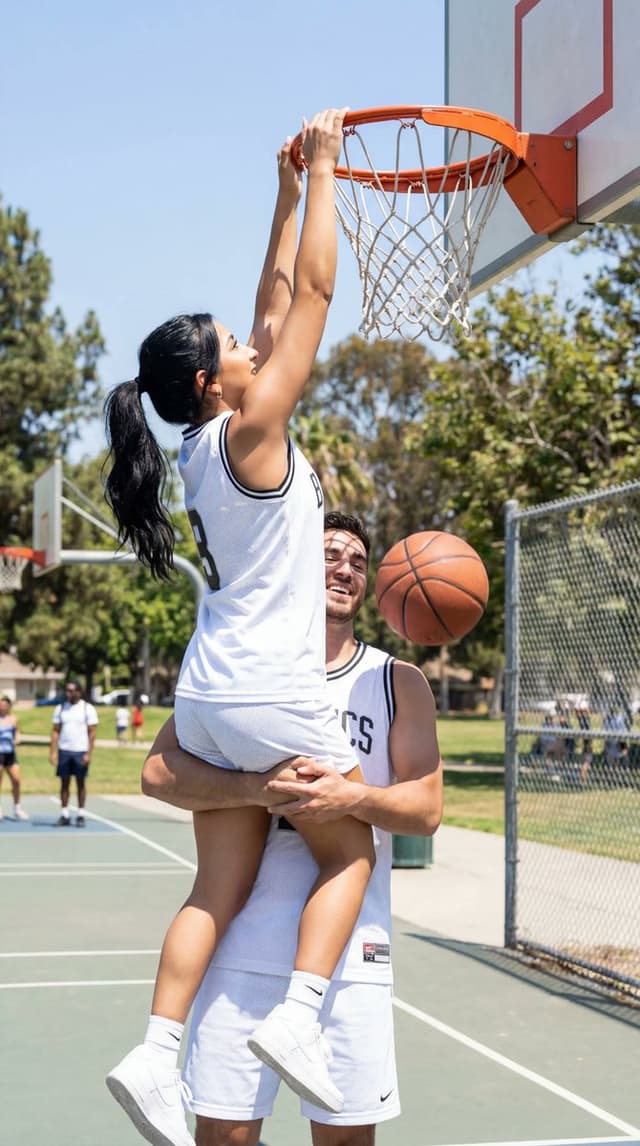 Photorealistic Basketball Assist Couple Prompt — output