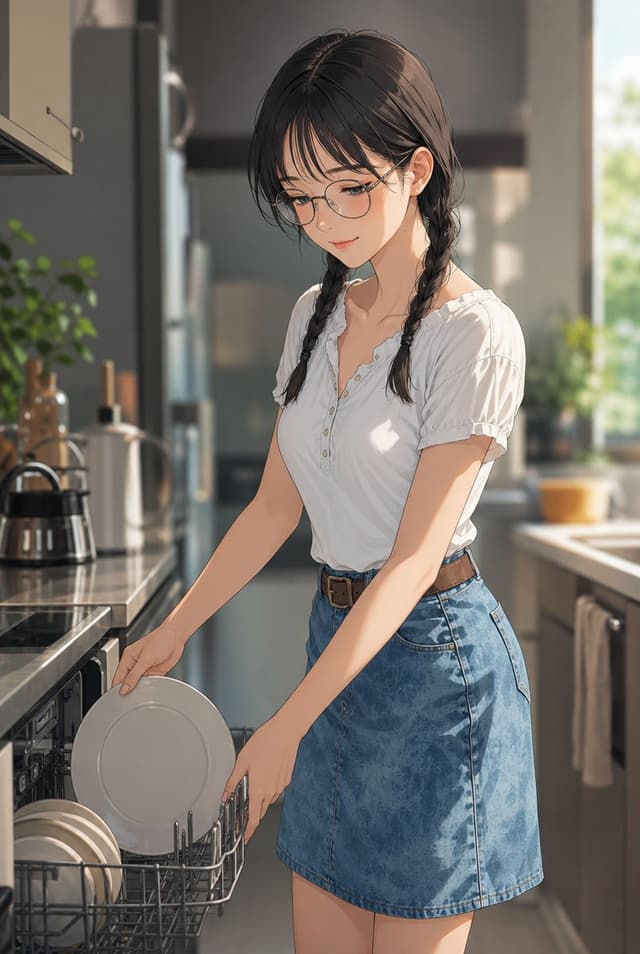Comic / Storyboard - Anime Woman Loading Dishwasher — output