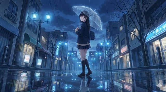 4K Anime Illustration of Girl in Rain — output